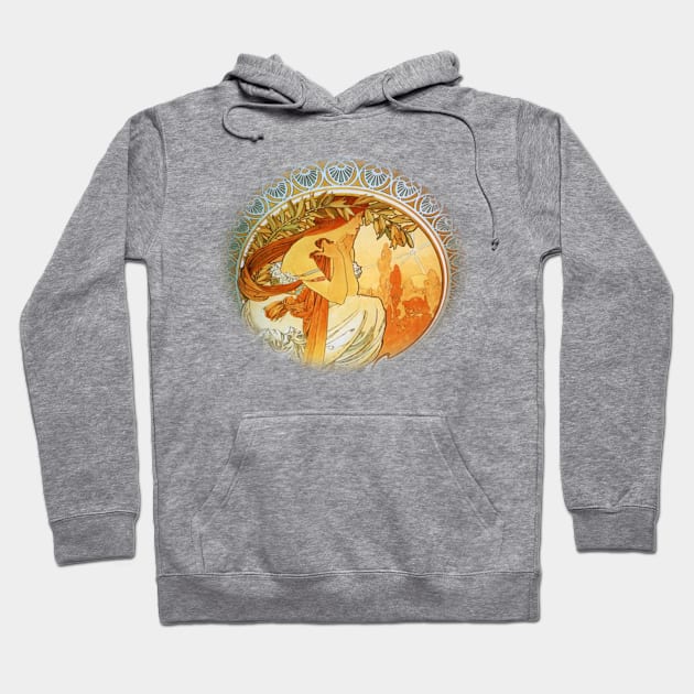 Alphonse Mucha Vintage Poster Art Design Hoodie by PaperMoonGifts